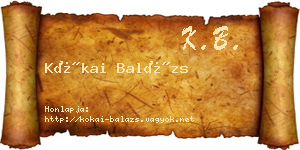 Kókai Balázs névjegykártya